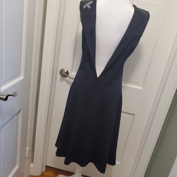 EC Classiques Entier Leather Trim Fit and flare Stretchy Jersey Knit Dress Med. - Picture 7 of 11